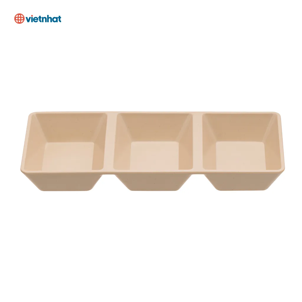 Đĩa Chấm Phíp Vuông 3 Ngăn - Nhựa Việt Nhật Miền Bắc