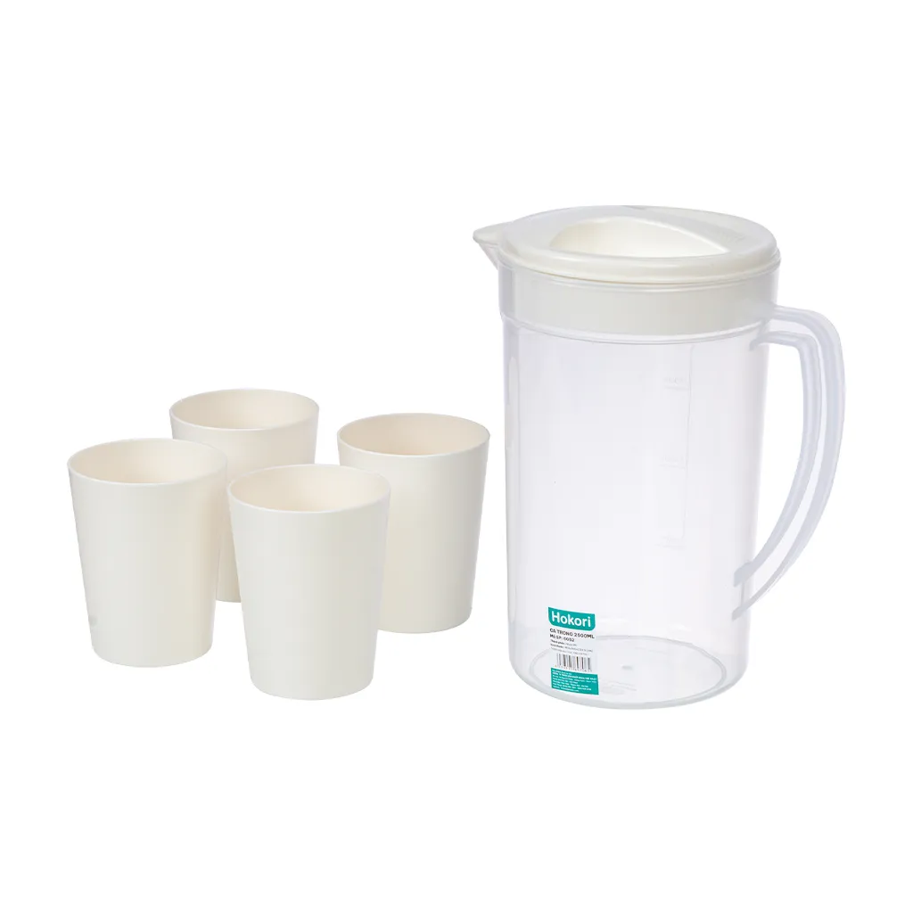 Bộ Ca Cốc Trong 2500Ml 4 Cốc Hokori - Nhựa Việt Nhật Miền Bắc