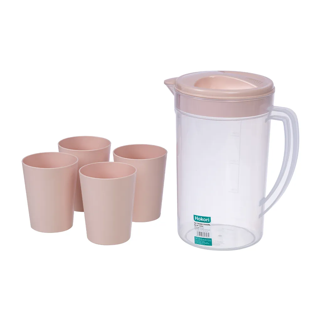 Bộ Ca Cốc Trong 2500Ml 4 Cốc Hokori - Nhựa Việt Nhật Miền Bắc