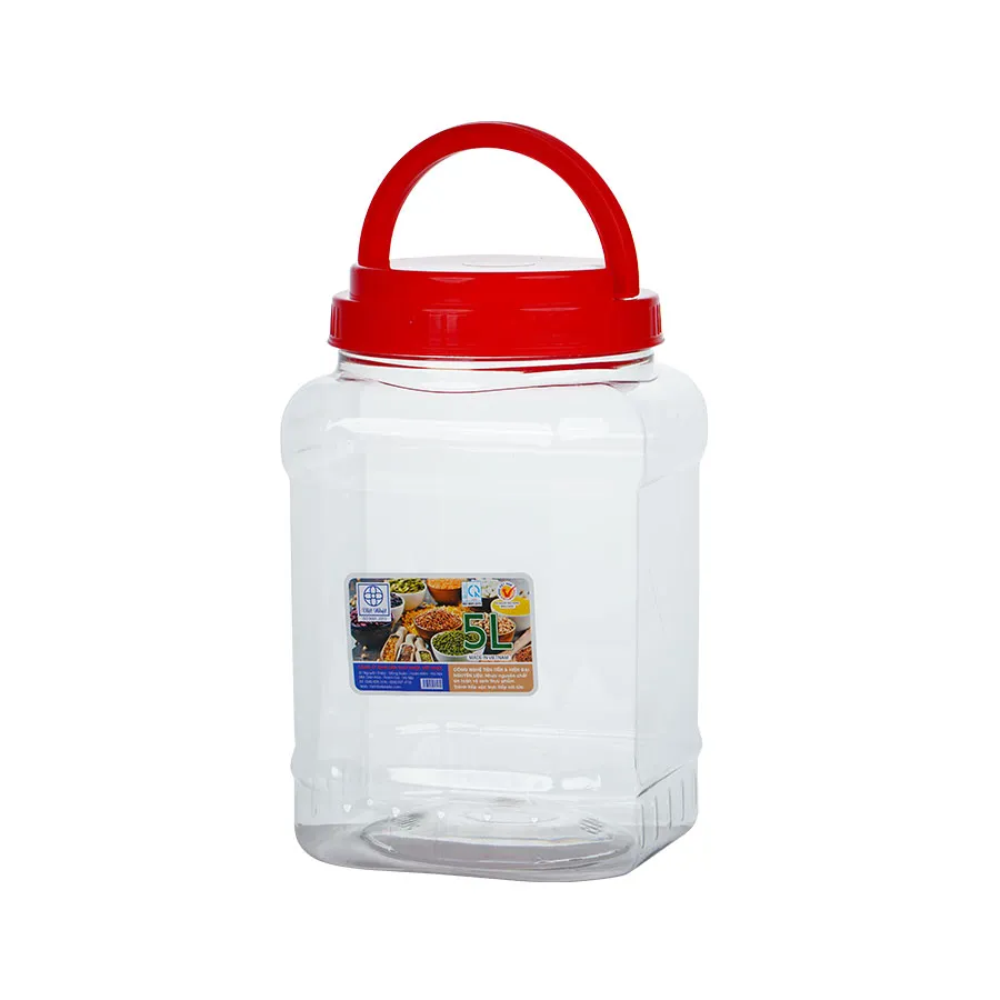 Lọ Keo Vuông 5Kg Có Quai P138 - Nhựa Việt Nhật Miền Bắc