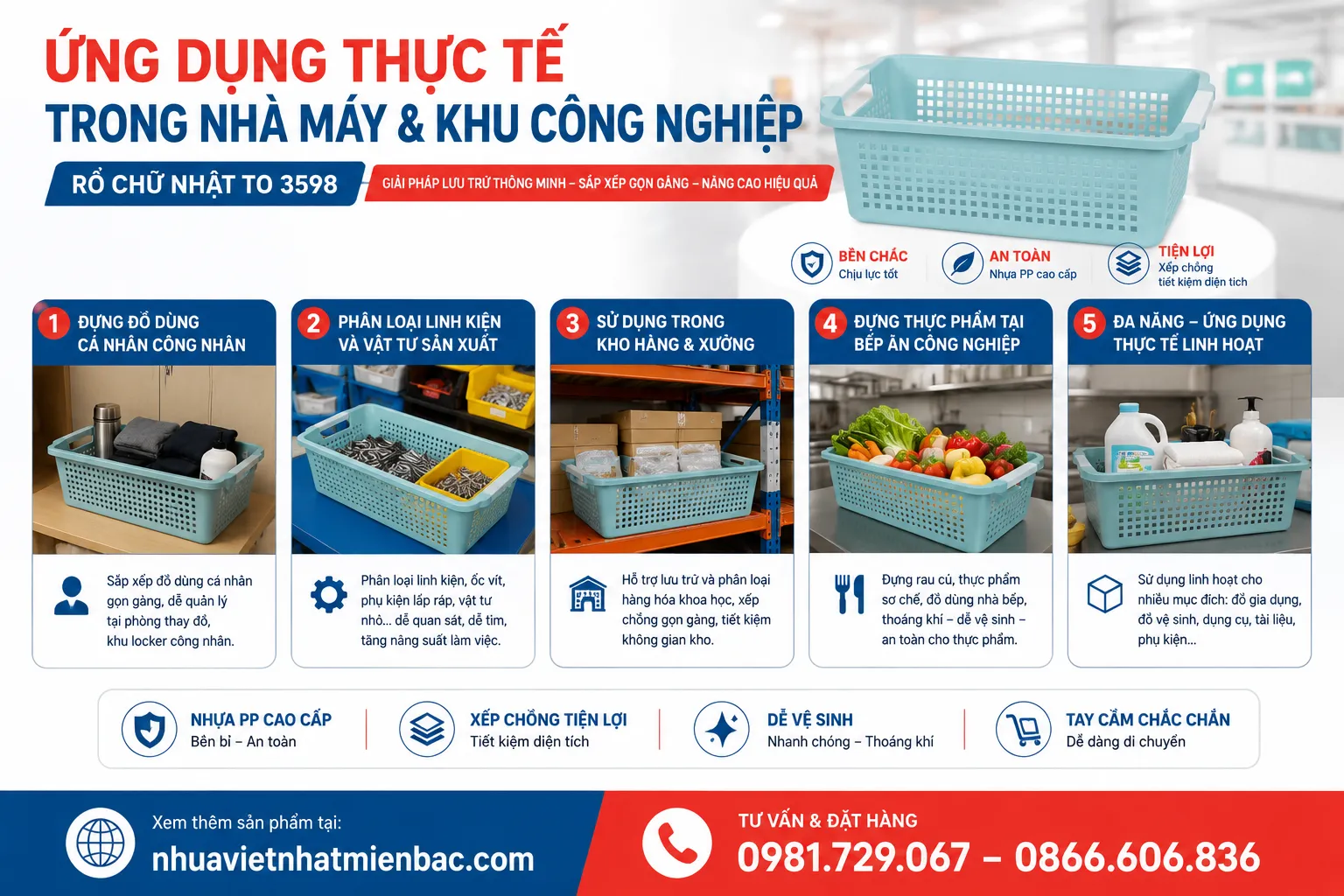 Ứng Dụng Thực Tế Rổ 3598 Trong Nhà Máy &Amp; Khu Công Nghiệp