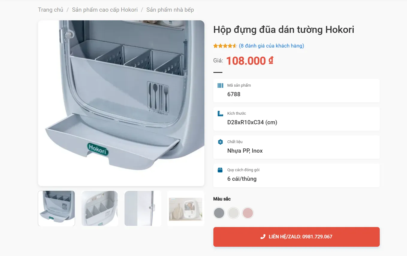 Hộp Đựng Đũa Dán Tường Hokori