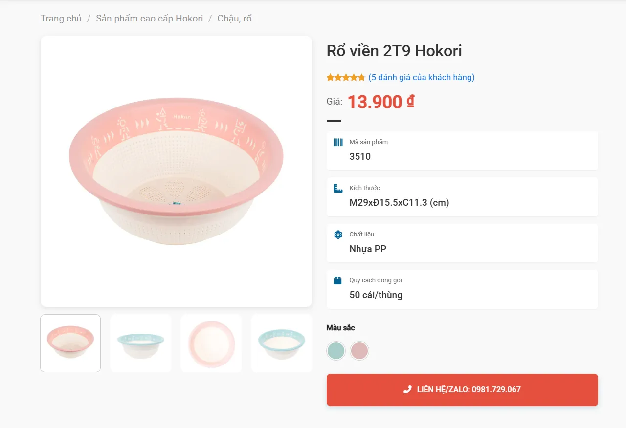Bo Ro Vien 2T9 Hokori Thiet Ke Long Sau