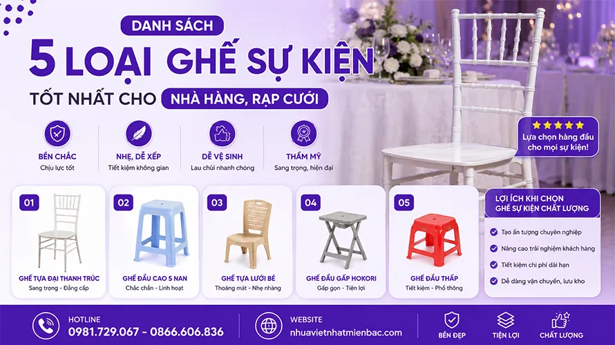 Danh Sách 5 Loại Ghế Sự Kiện Tốt Nhất Cho Nhà Hàng, Rạp Cưới