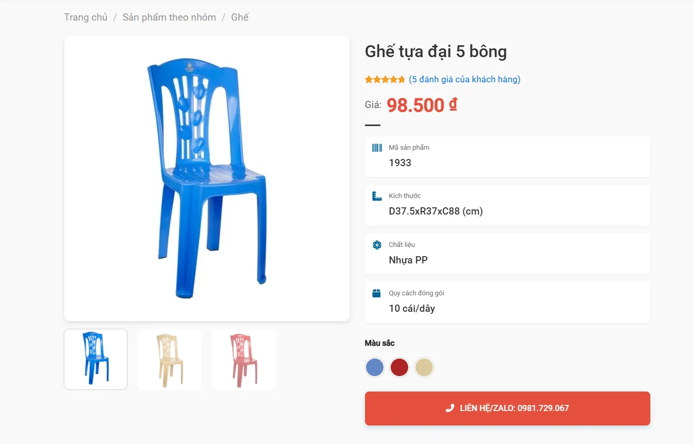 Ghế Tựa Đại 5 Bông - Thoải Mái Cao Cấp