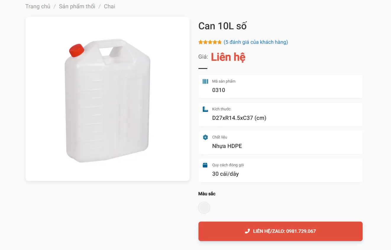 Can Nhựa Việt Nhật 10L Số