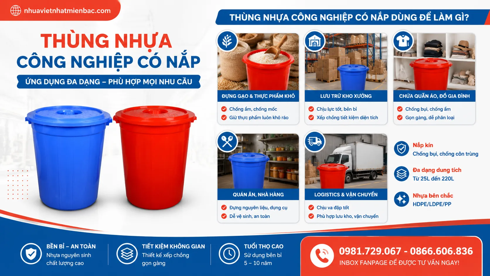 Những Tác Dụng Của Thùng Nhựa Công Nghiệp Có Nắp