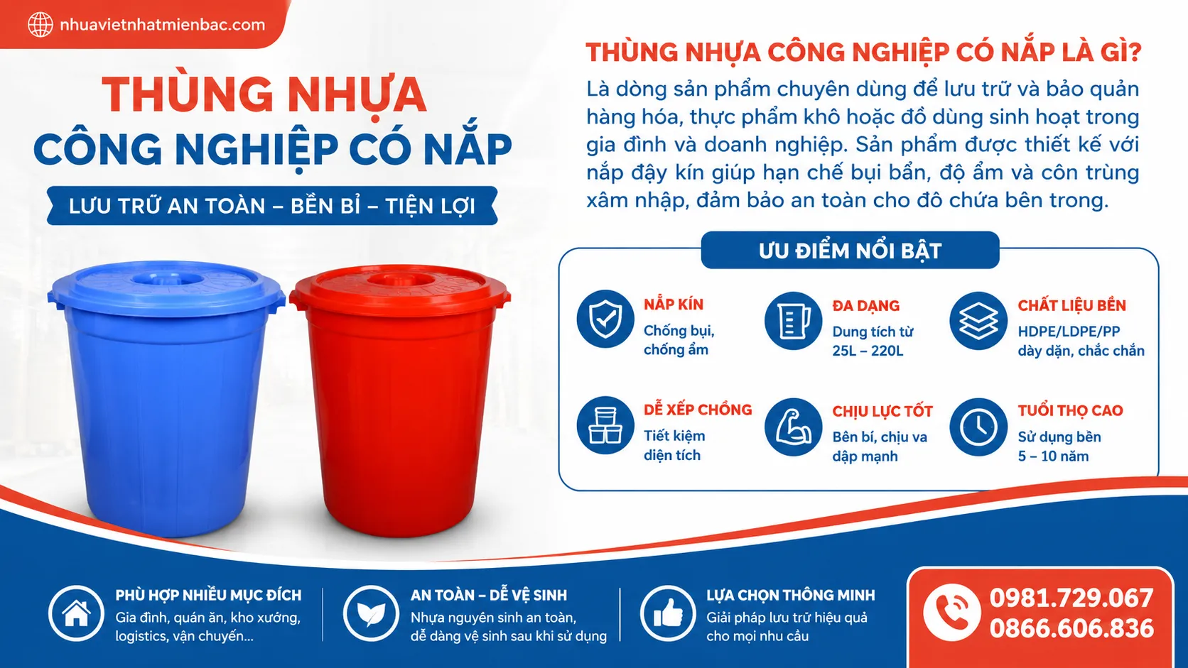 Thông Tin Cơ Bản Về Thùng Nhựa Công Nghiệp Có Nắp
