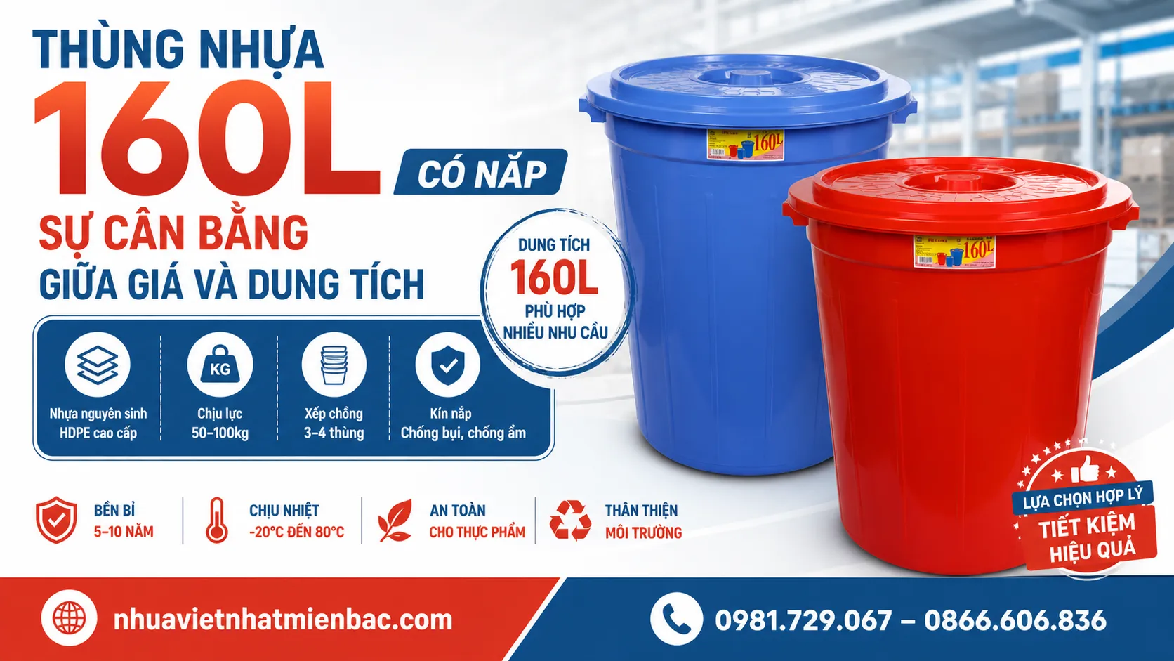 Thùng Nhựa 160L Có Nắp - Sự Cân Bằng Giữa Giá Và Dung Tích