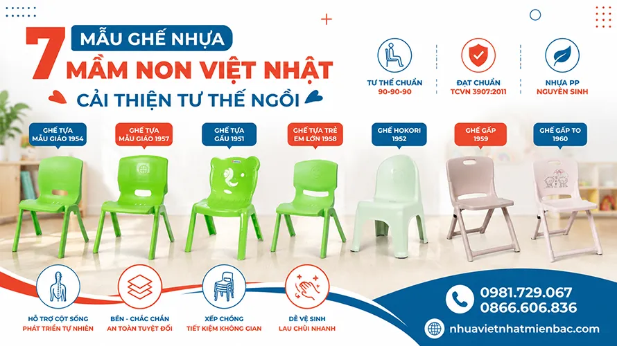 7 Mẫu Ghế Nhựa Mầm Non Việt Nhật Cải Thiện Tư Thế Ngồi