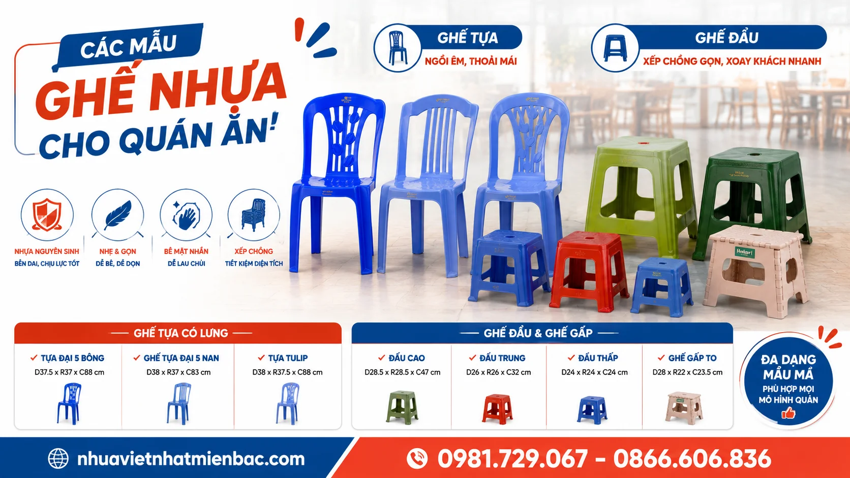 Các Mẫu Ghế Nhựa Cho Quán Ăn
