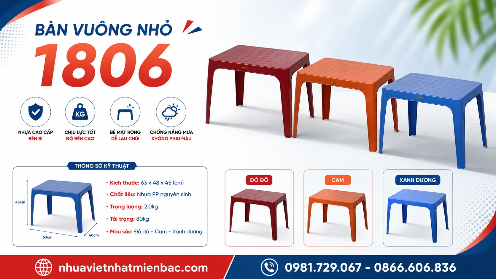 Mô Tả Bàn Vuông Bé (Có Mã Số 1806)