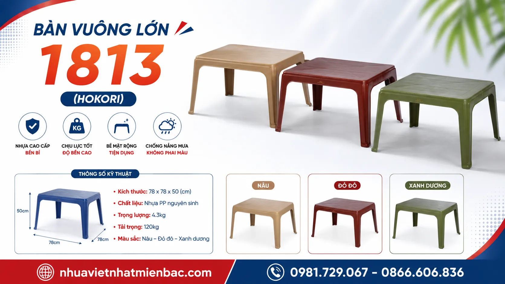 Mô Tả Bàn Vuông Lớn (Có Mã Số 1813)