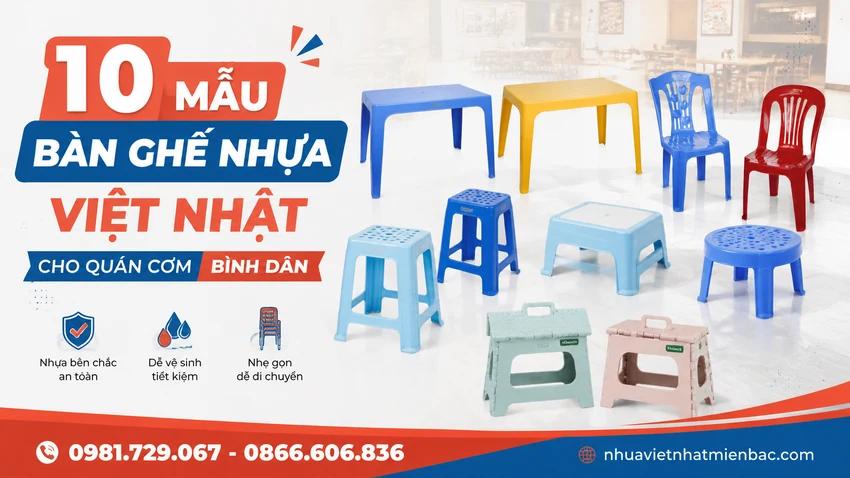 10 Mẫu Bàn Ghế Nhựa Việt Nhật Cho Quán Cơm Bình Dân