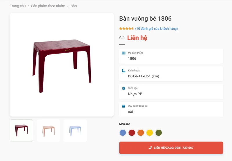 Bàn Vuông Bé 1806 Gọn Nhẹ Dùng Cho Quán Cơm Bình Dân Diện Tích Nhỏ