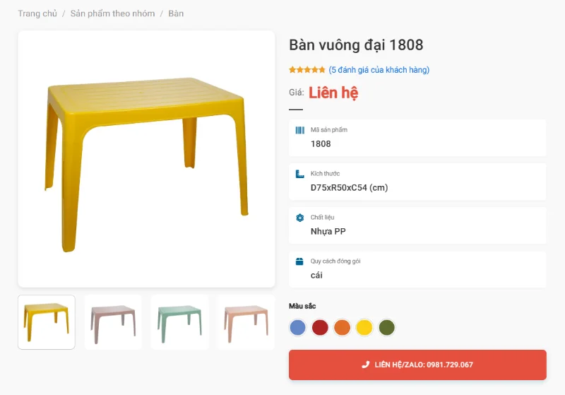 Bàn Vuông Đại 1808 Dùng Cho Quán Cơm Bình Dân Vừa Phải