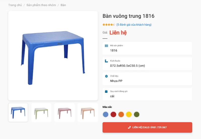 Bàn Vuông Trung 1816 Mặt Rộng Chứa Đủ Tô Bún Bò Kèm Đĩa Rau Sống