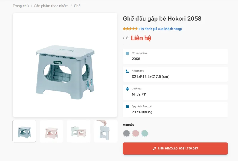 Ghế Đẩu Gấp Bé Hokori 2058 Gấp Gọn Dùng Cho Quán Cơm Bình Dân Cuối Ca