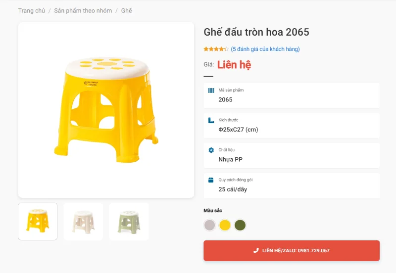 Ghế Đẩu Tròn Hoa 2065 Thiết Kế Chắc Chắn Dễ Dọn Rửa