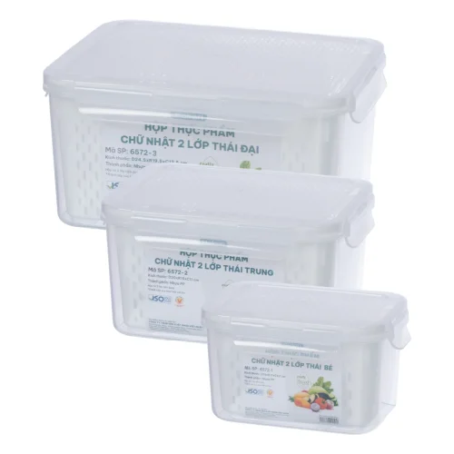 Hộp thực phẩm chữ nhật 2 lớp Thái bộ 3 Hokori 6572