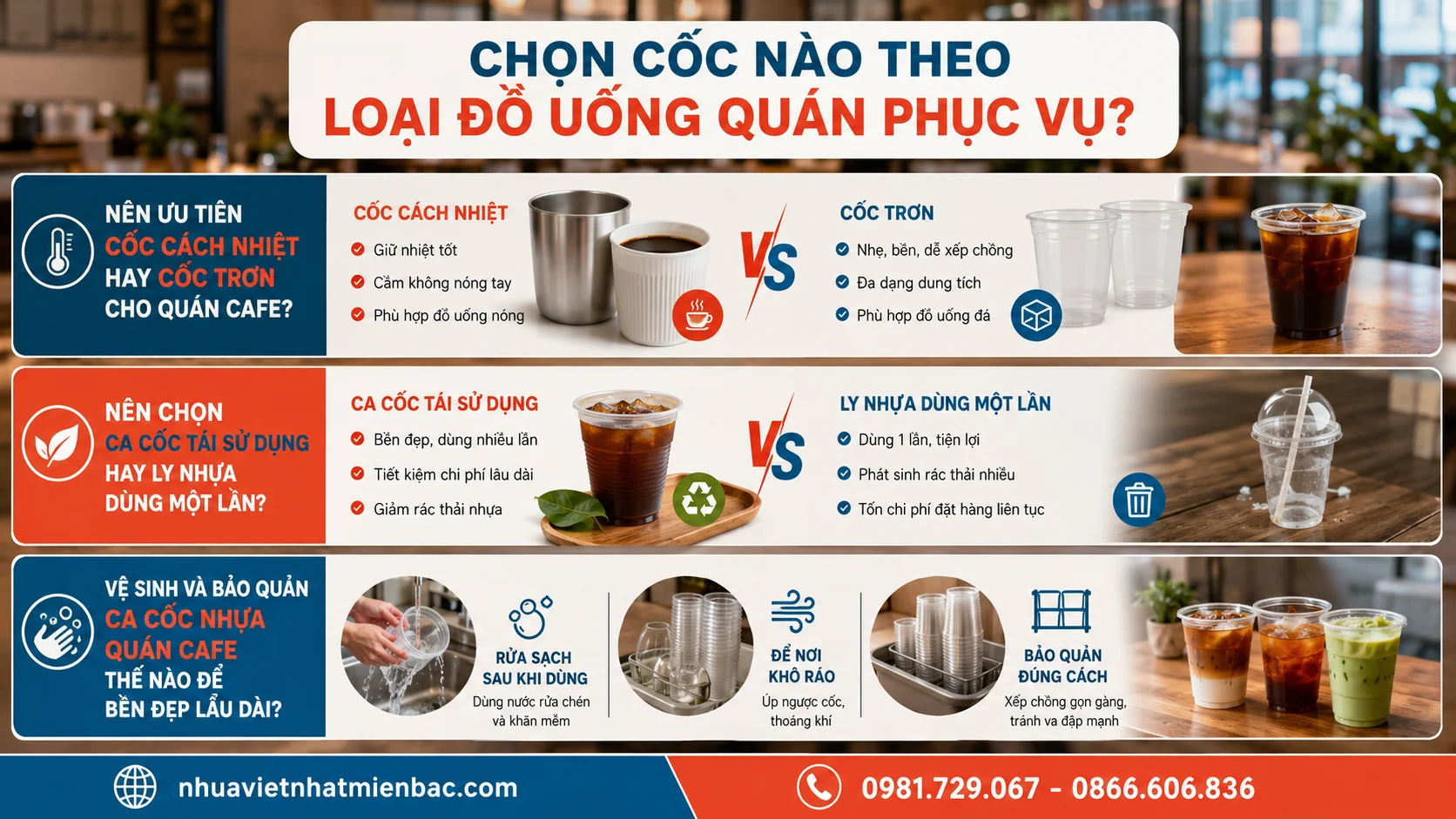 Hướng Dẫn Chọn Ca Cốc Nhựa Việt Nhật Theo Loại Đồ Uống Cho Quán Cafe