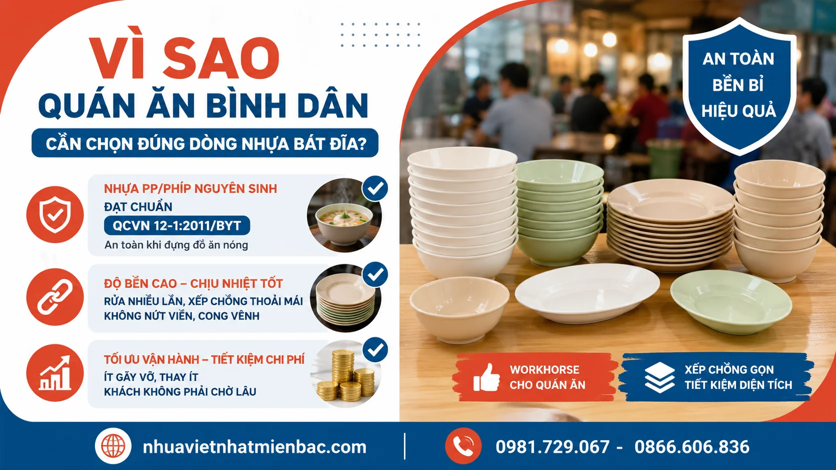 Vì Sao Quán Ăn Bình Dân Cần Chọn Đúng Dòng Nhựa Bát Đĩa