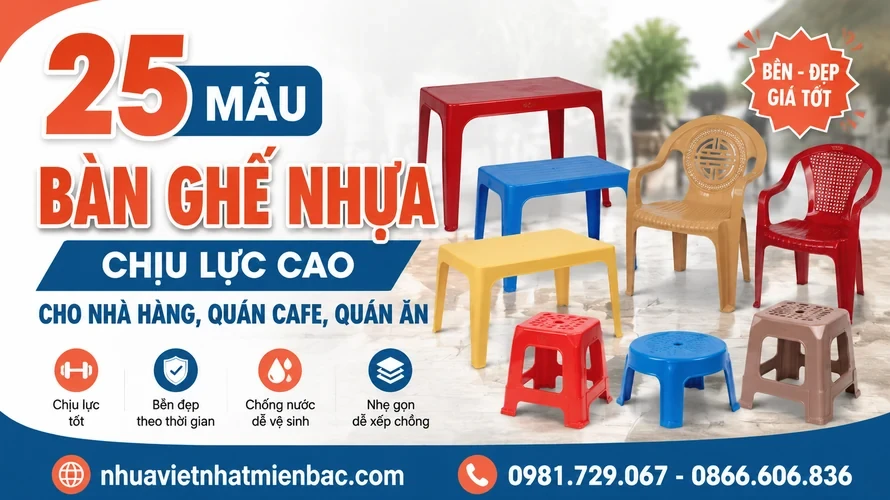 25 Mẫu Bàn Ghế Nhựa Chịu Lực Cao Cho Nhà Hàng, Quán Cafe, Quán Ăn