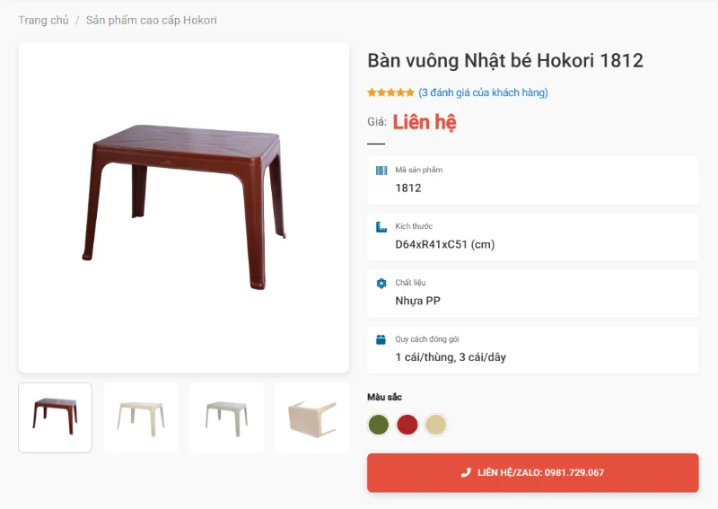 Bàn Vuông Nhật Bé 1812 Take Away Nhựa Pp Nguyên Sinh