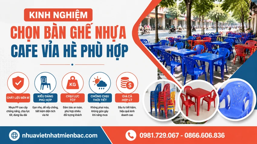 10 Bộ Bàn Ghế Nhựa Cafe Vỉa Hè Cho Khách Dùng Laptop