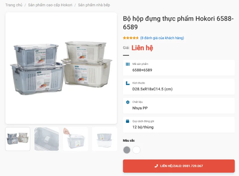 Bộ Hộp Đựng Thực Phẩm Hokori Có Khay Thoát Nước Cho Rau Củ