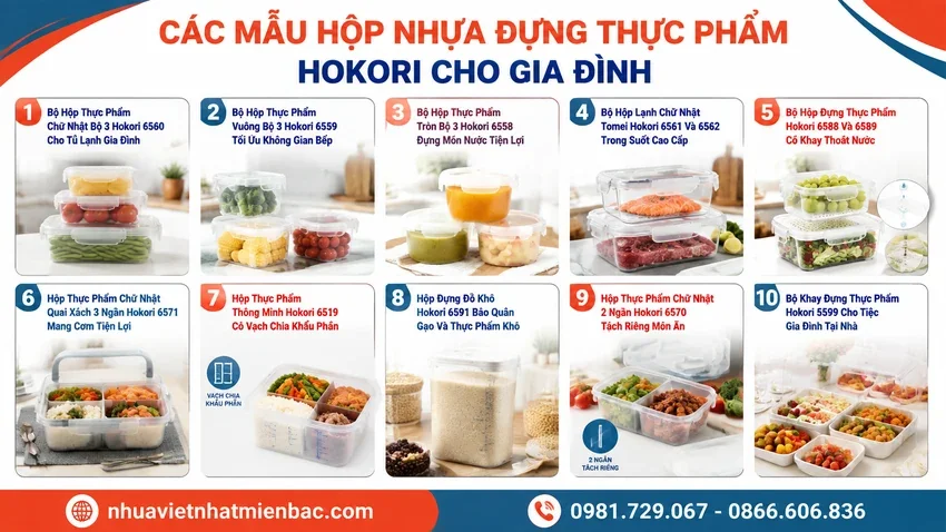 Các Mẫu Hộp Nhựa Đựng Thực Phẩm Hokori Cho Gia Đình