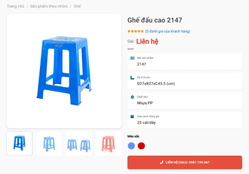 Ghế Đẩu Cao 2147 Chịu Tải Vượt Trội Vỉa Hè