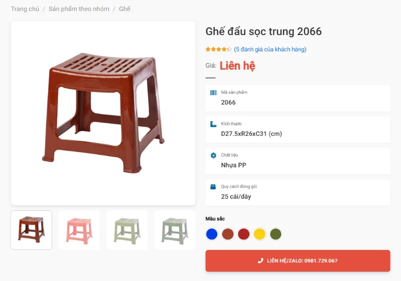 Ghế Đẩu Sọc Trung 2066 Chiều Cao Lửng Take Away