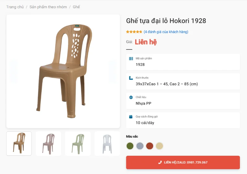 Ghế Tựa Đại Lỗ Hokori 1928 Mặt Lỗ Thoáng, 2 Mức Chiều Cao Cho Quán Cà Phê