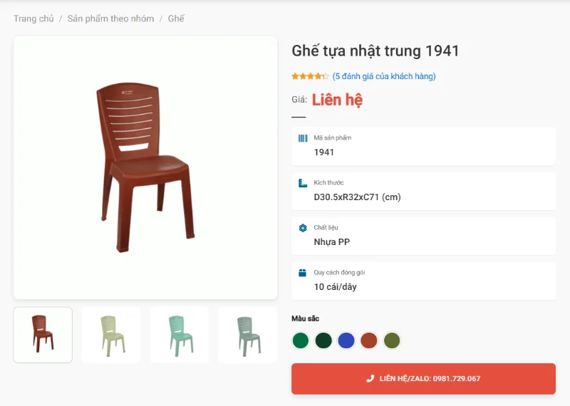 Ghế Tựa Nhật Trung 1941 Đế Cao Su Chống Trượt, Dùng Được Ngoài Trời