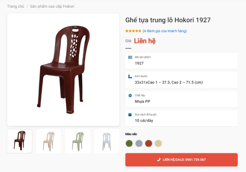 Ghế Tựa Trung Lỗ Hokori 1927 Mặt Lỗ Thoáng, Mẫu Ghế Tựa 2 Mức Chiều Cao Linh Hoạt
