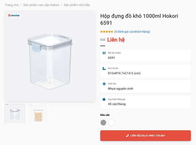 Hộp Đựng Đồ Khô Hokori Bảo Quản Gạo Và Thực Phẩm Khô Cho Gia Đình