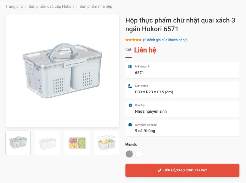 Hộp Thực Phẩm Quai Xách 3 Ngăn Hokori Mang Cơm Đi Làm Đi Học