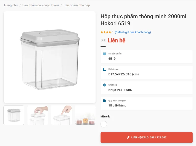 Hộp Thực Phẩm Thông Minh Hokori Có Vạch Chia Khẩu Phần Cho Gia Đình