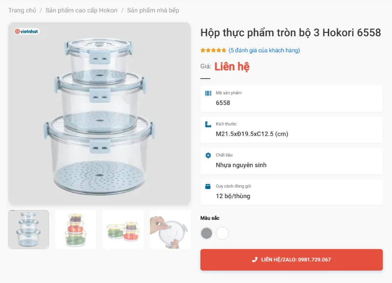 Hộp Thực Phẩm Tròn Bộ 3 Hokori 6558 Đựng Món Ăn Dạng Lỏng