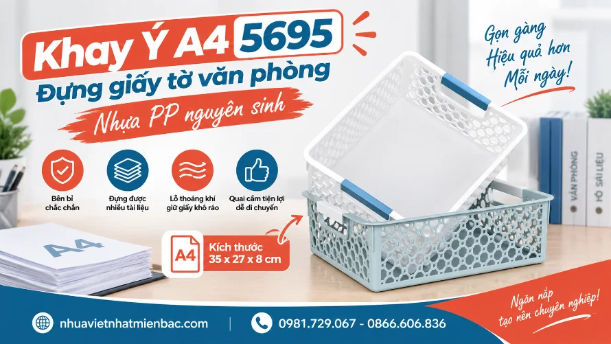 Khay Ý A4 5695 Đựng Giấy Tờ Văn Phòng Nhựa Pp Nguyên Sinh