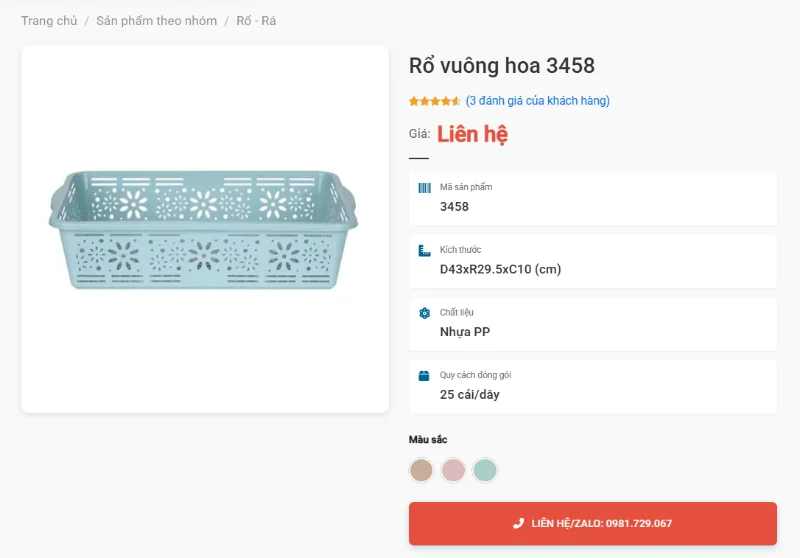 Rổ Vuông Hoa 3458 Cỡ Lớn Dùng Cho Dịp Tiệc Gia Đình