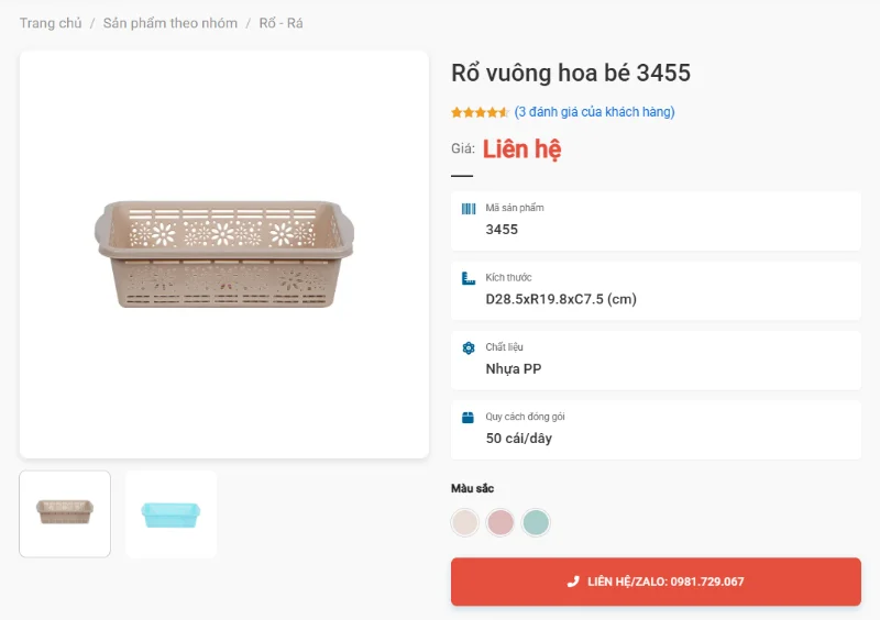 Rổ Vuông Hoa Bé 3455 Kích Thước Nhỏ Gọn Cho Bếp Chung Cư