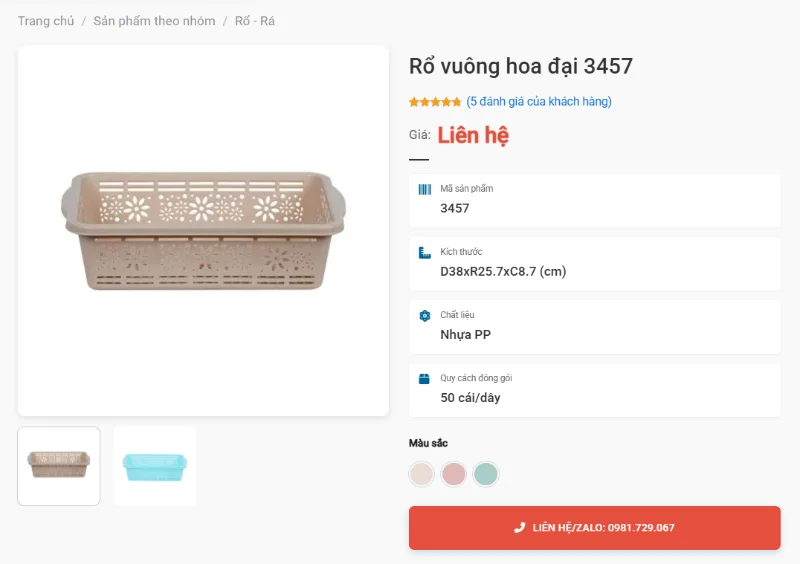 Rổ Vuông Hoa Đại 3457 Sức Chứa Lớn Cho Gia Đình Đông Người