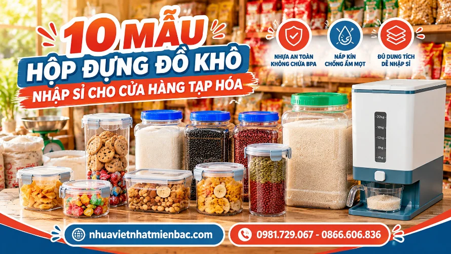 10 Mẫu Hộp Đựng Đồ Khô Nhập Sỉ Cho Cửa Hàng Tạp Hóa