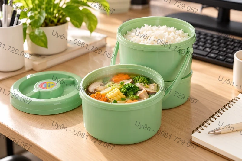 Cặp Lồng Tầu 6451 Hai Hộp Đựng Cơm Và Canh Mang Đi Làm