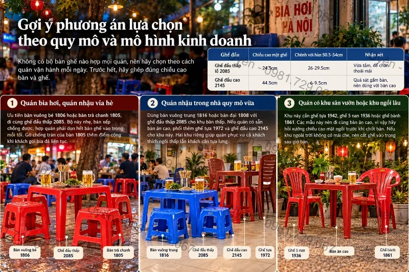 Gợi Ý Chọn Bàn Ghế Nhựa Việt Nhật Cho Quán Bia Hơi, Quán Nhậu