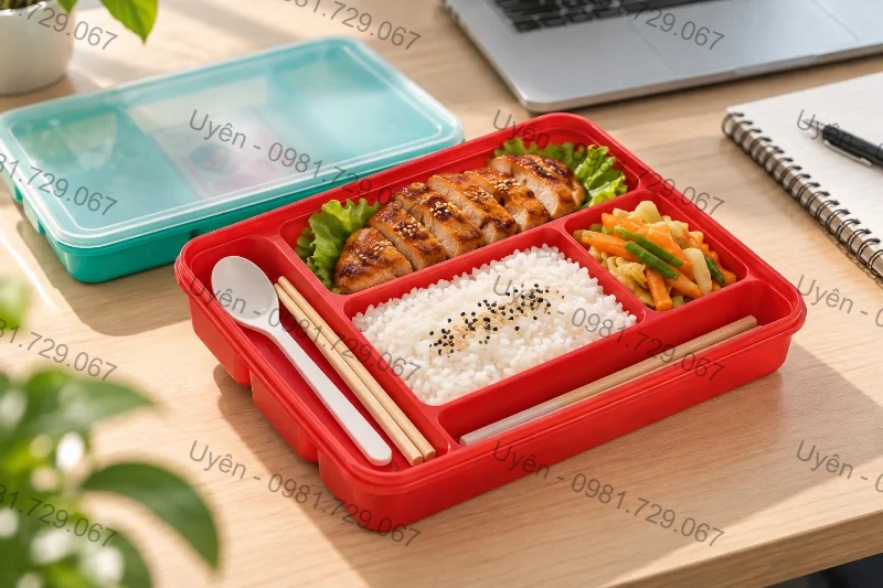 Hộp Cơm Đức 6482 Có Ngăn Đựng Thìa Đũa Dùng Cho Dân Văn Phòng