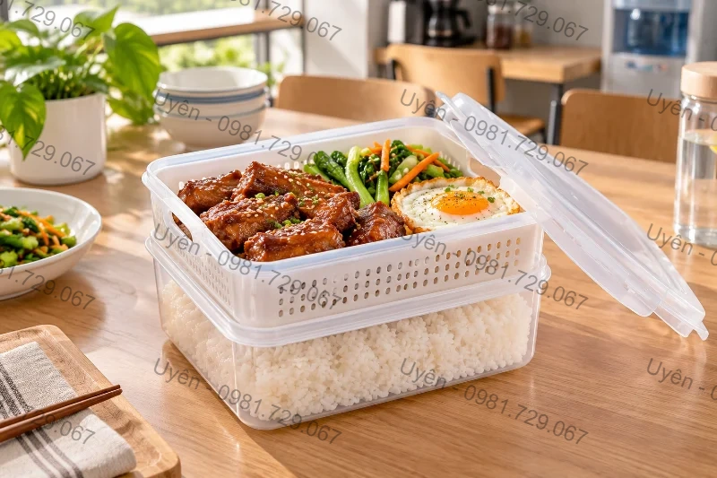 Hộp Thực Phẩm 2 Lớp Đại 6582 Đựng Suất Cơm Lớn Mang Đi Làm