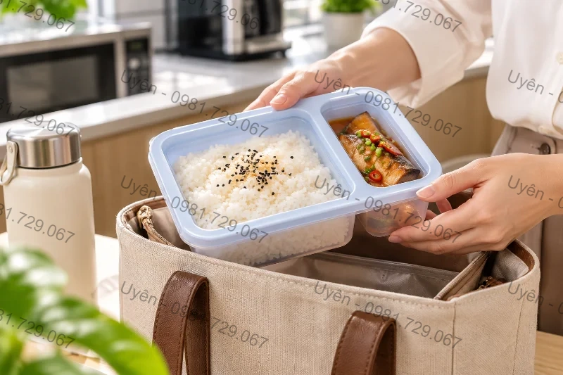 Hộp Thực Phẩm 2 Ngăn 6485 Nhỏ Gọn Đựng Cơm Trưa Văn Phòng